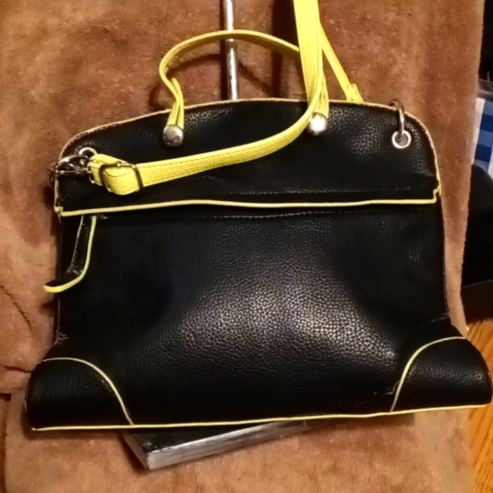 Neon yellow and Black handbag
